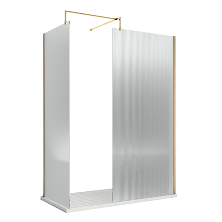 Nuie Fluted Wetroom Screen with Support Bar (1 size, 3 colours) - Brandnew Bathroom