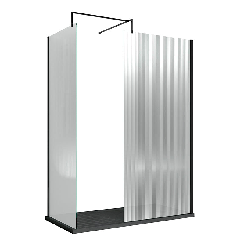 Nuie Fluted Wetroom Screen with Support Bar (1 size, 3 colours) - Brandnew Bathroom