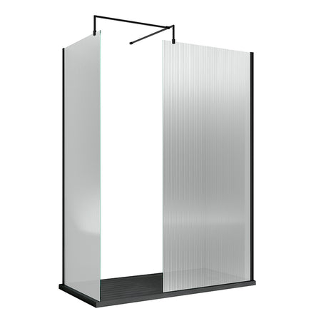Nuie Fluted Wetroom Screen with Support Bar (1 size, 3 colours) - Brandnew Bathroom