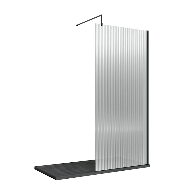 Nuie Fluted Wetroom Screen with Support Bar (1 size, 3 colours) - Brandnew Bathroom