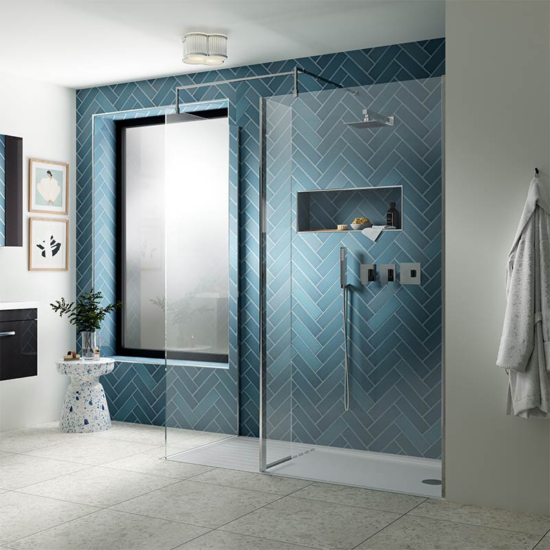 Nuie Wetroom Hinged Screen (2 sizes, Chrome) - Brandnew Bathroom
