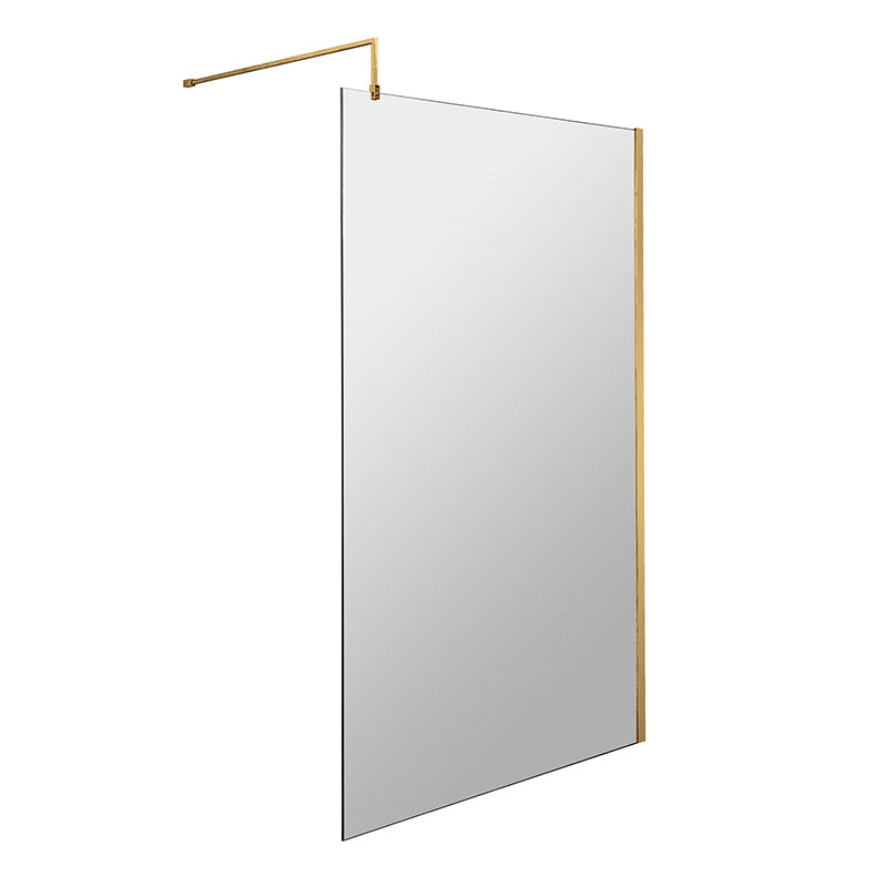 Nuie Wetroom Screen With Brass Support Bar (7 sizes, 2 colours) - Brandnew Bathroom