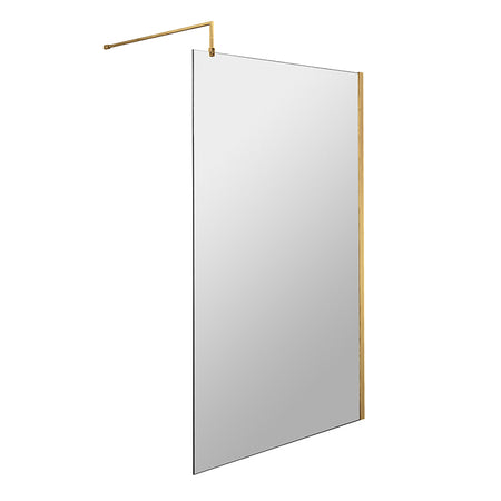 Nuie Wetroom Screen With Brass Support Bar (7 sizes, 2 colours) - Brandnew Bathroom