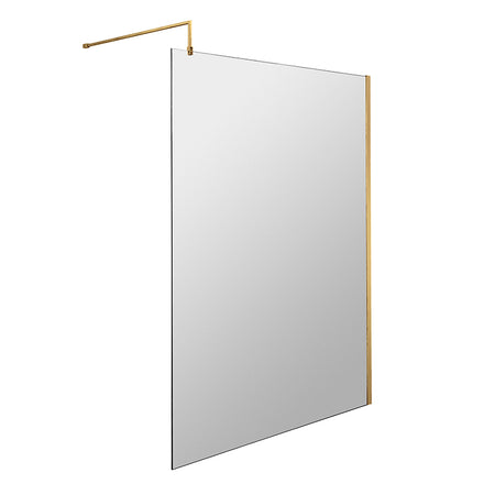 Nuie Wetroom Screen With Brass Support Bar (7 sizes, 2 colours) - Brandnew Bathroom