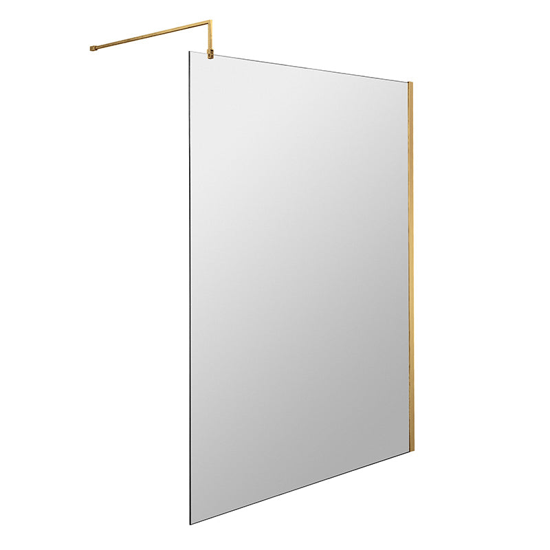 Nuie Wetroom Screen With Brass Support Bar (7 sizes, 2 colours) - Brandnew Bathroom