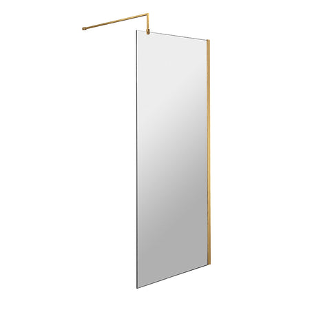 Nuie Wetroom Screen With Brass Support Bar (7 sizes, 2 colours) - Brandnew Bathroom