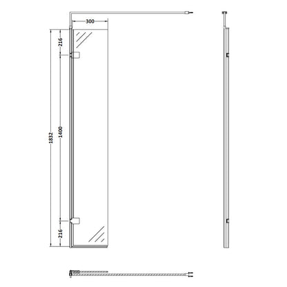 Nuie Wetroom Swing Screen (2 sizes, Matt Black) - Brandnew Bathroom