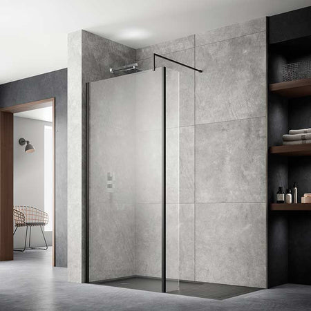 Nuie Wetroom Screen With Brass Support Bar (7 sizes, 2 colours) - Brandnew Bathroom