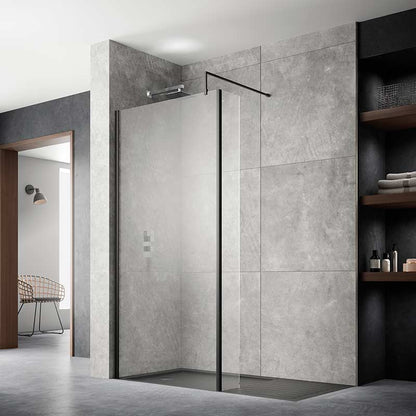 Nuie Wetroom Screen With Brass Support Bar (7 sizes, 2 colours) - Brandnew Bathroom