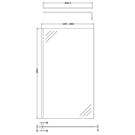 Nuie Wetroom Screen With Support Bar (8 sizes, Brushed Brass) - Brandnew Bathroom
