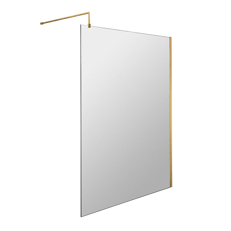 Nuie Wetroom Screen With Support Bar (8 sizes, Brushed Brass) - Brandnew Bathroom