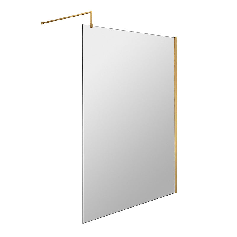 Nuie Wetroom Screen With Support Bar (8 sizes, Brushed Brass) - Brandnew Bathroom