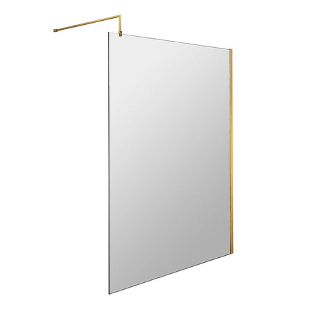Nuie Wetroom Screen With Support Bar (8 sizes, Brushed Brass) - Brandnew Bathroom