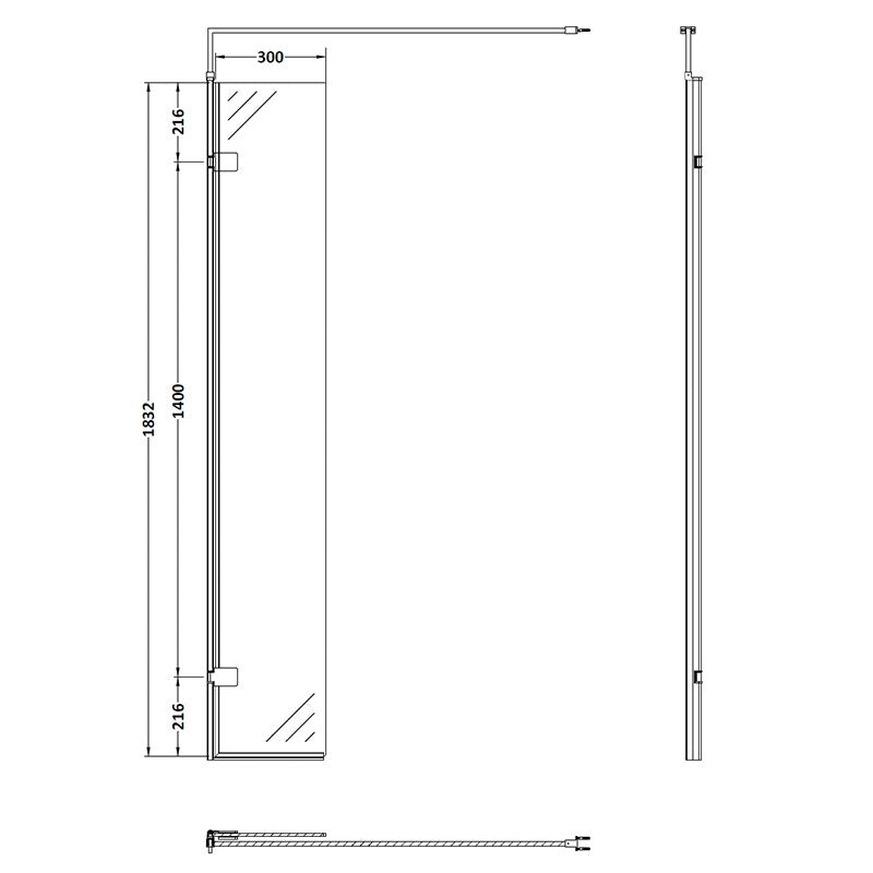 Nuie Wetroom Swing Screen (2 sizes, Brushed Brass) - Brandnew Bathroom