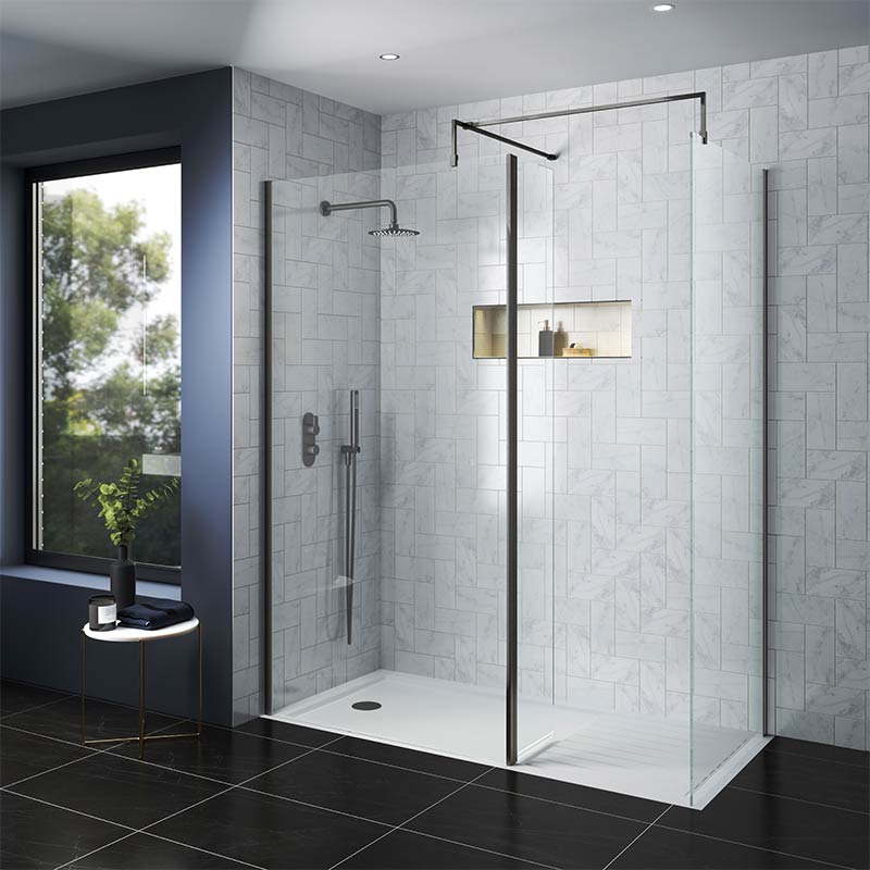 Nuie Wetroom Screen (8 sizes, Brushed Pewter) - Brandnew Bathroom