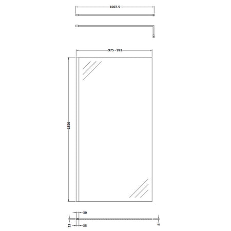Nuie Wetroom Screen (8 sizes, Brushed Pewter) - Brandnew Bathroom