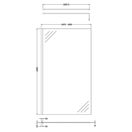 Nuie Wetroom Screen (8 sizes, Brushed Pewter) - Brandnew Bathroom
