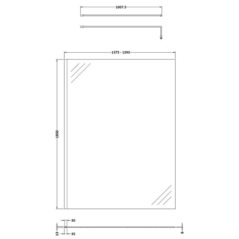 Nuie Wetroom Screen (8 sizes, Brushed Pewter) - Brandnew Bathroom