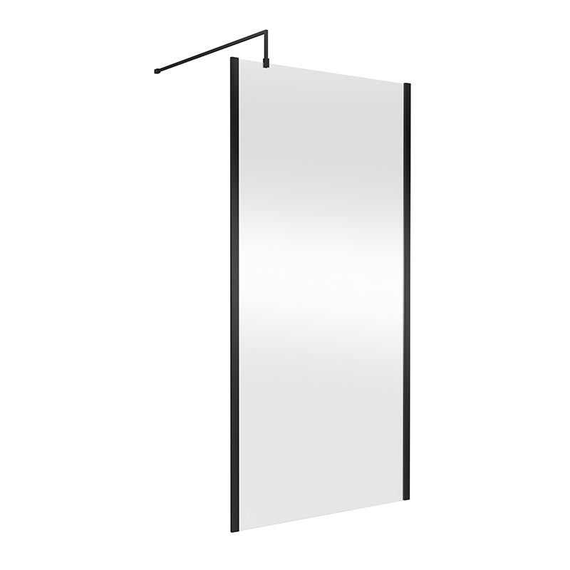 Nuie Outer Framed Wetroom Screen with Support Bar (8 sizes, 2 colours) - Brandnew Bathroom