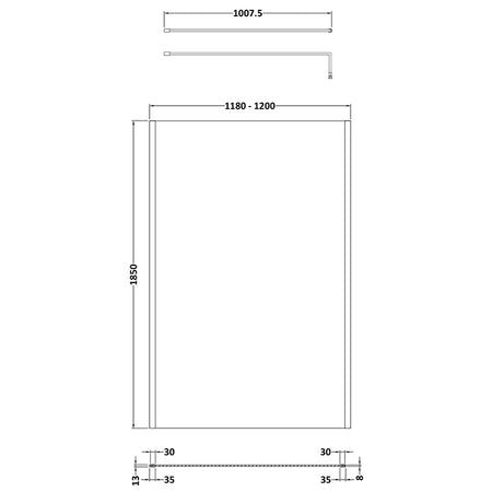 Nuie Outer Framed Wetroom Screen with Support Bar (8 sizes, 2 colours) - Brandnew Bathroom