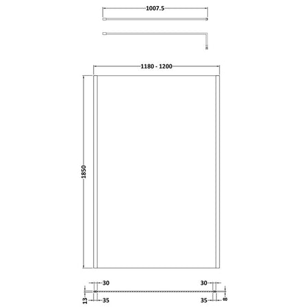 Nuie Outer Framed Wetroom Screen with Support Bar (8 sizes, 2 colours) - Brandnew Bathroom