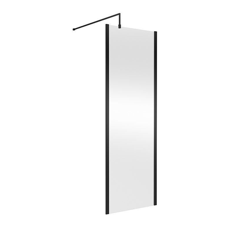 Nuie Outer Framed Wetroom Screen with Support Bar (8 sizes, 2 colours) - Brandnew Bathroom