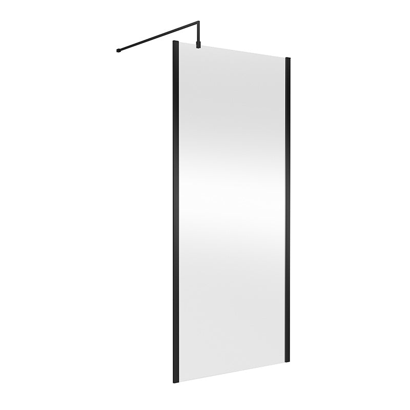 Nuie Outer Framed Wetroom Screen with Support Bar (8 sizes, 2 colours) - Brandnew Bathroom