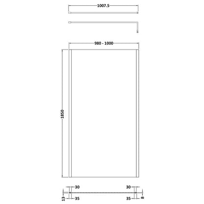 Nuie Wetroom Screen Outer Frame (8 sizes, Brushed Pewter) - Brand New Bathrooms