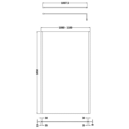 Nuie Wetroom Screen Outer Frame (8 sizes, Brushed Pewter) - Brand New Bathrooms