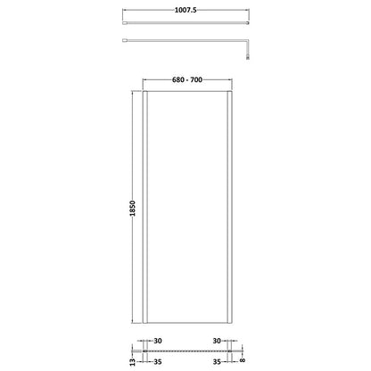 Nuie Wetroom Screen Outer Frame (8 sizes, Brushed Pewter) - Brand New Bathrooms