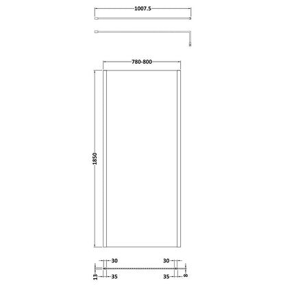 Nuie Wetroom Screen Outer Frame (8 sizes, Brushed Pewter) - Brand New Bathrooms
