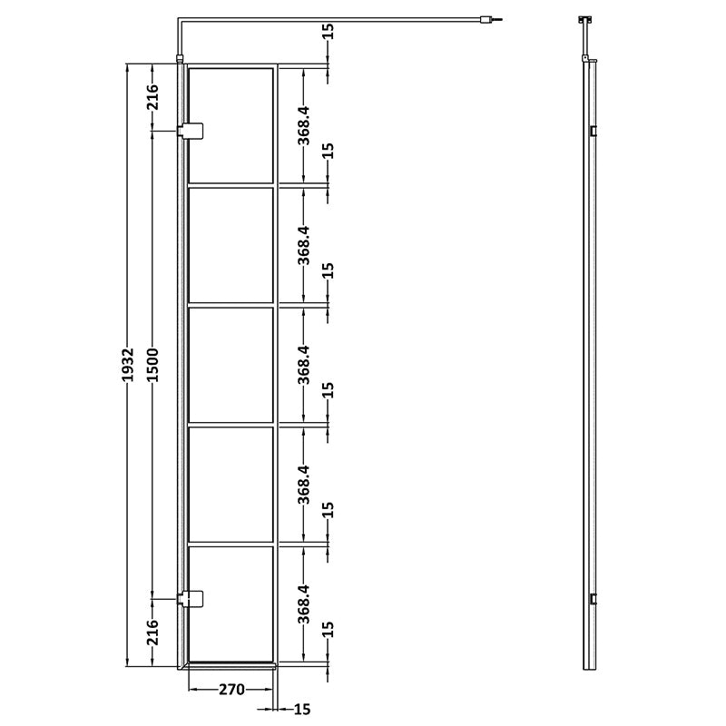 Nuie Wetroom Swing Screen (Matt Black) - Brandnew Bathroom