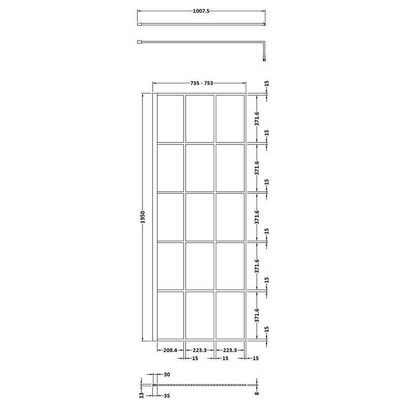 Nuie Framed Wetroom Screen (4 sizes, Matt Black) - Brandnew Bathroom