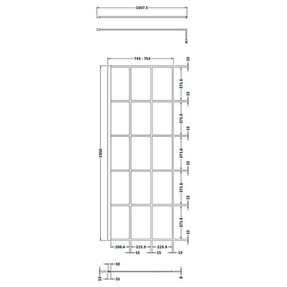 Nuie Framed Wetroom Screen (4 sizes, Matt Black) - Brandnew Bathroom