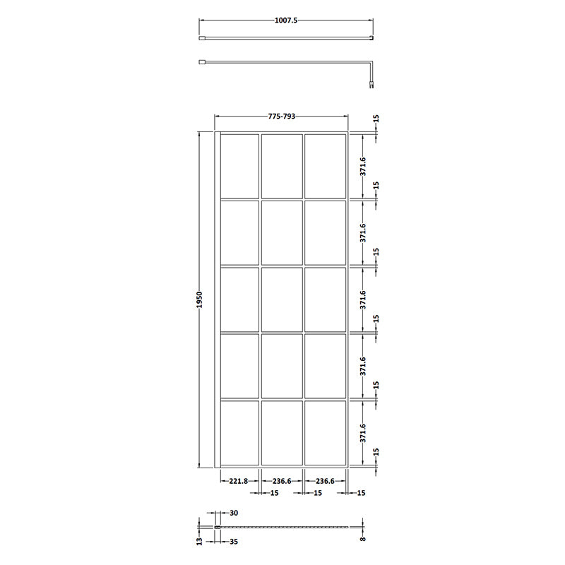 Nuie Framed Wetroom Screen (4 sizes, Matt Black) - Brandnew Bathroom