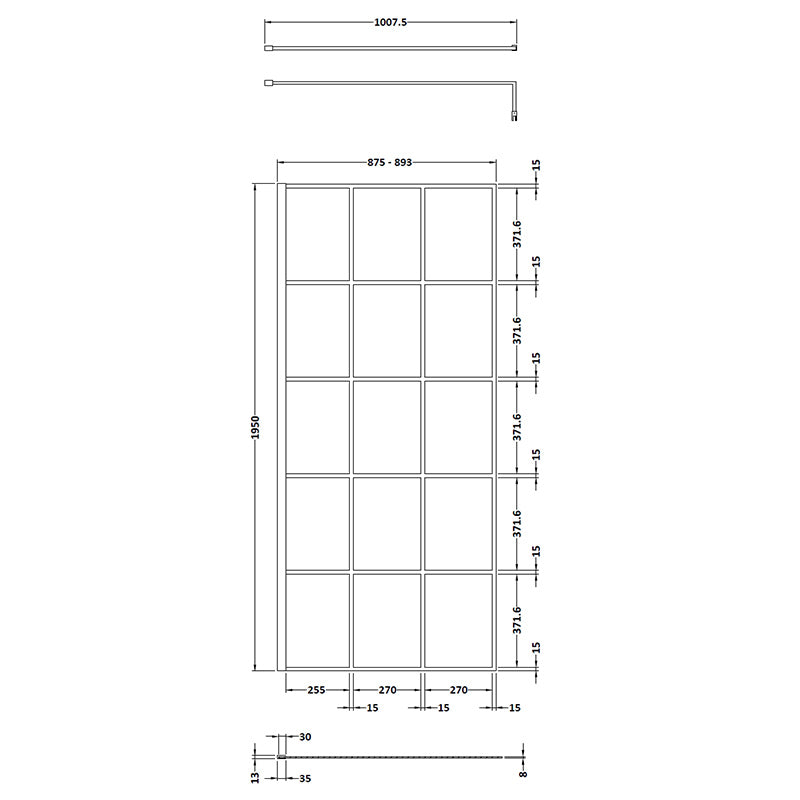 Nuie Framed Wetroom Screen (4 sizes, Matt Black) - Brandnew Bathroom