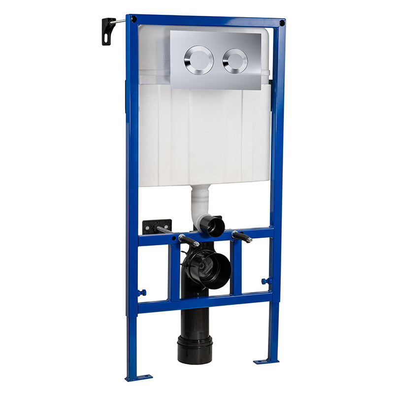 Nuie Dual Flush Concealed Toilet Cistern & Frame with Plate (1 size, 2 styles, Chrome) - Brand New Bathrooms