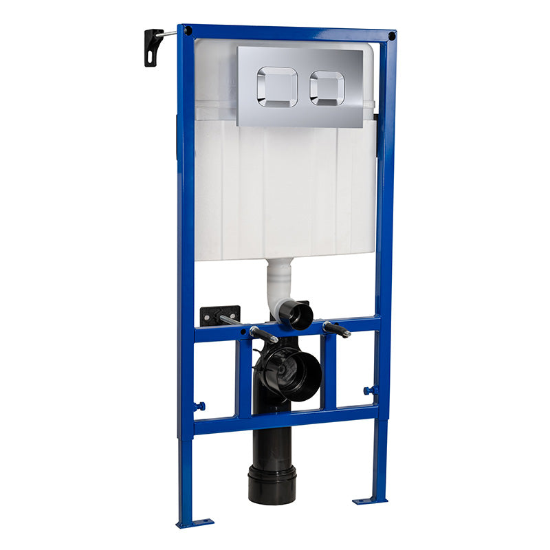 Nuie Dual Flush Concealed Toilet Cistern & Frame with Plate (1 size, 2 styles, Chrome) - Brand New Bathrooms