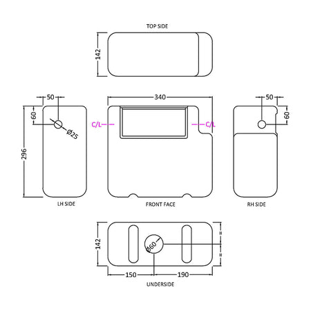 Nuie Universal Access Dual Flush Concealed Toilet Cistern (1 size, White) - Brand New Bathrooms