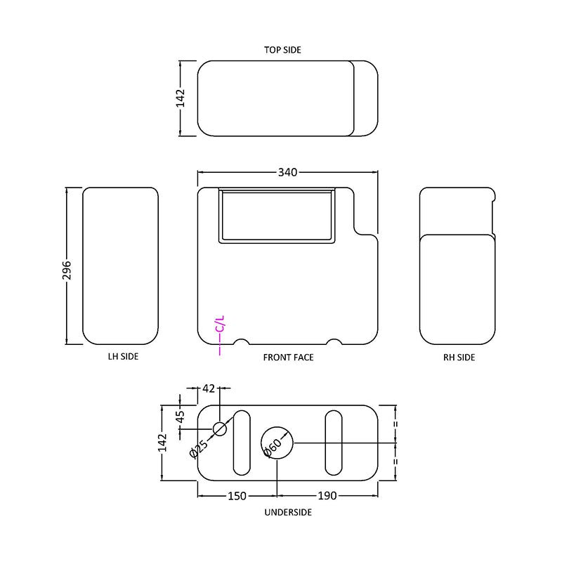 Nuie Dual Flush Concealed Toilet Cistern Bottom Outlet (1 size, White) - Brand New Bathrooms