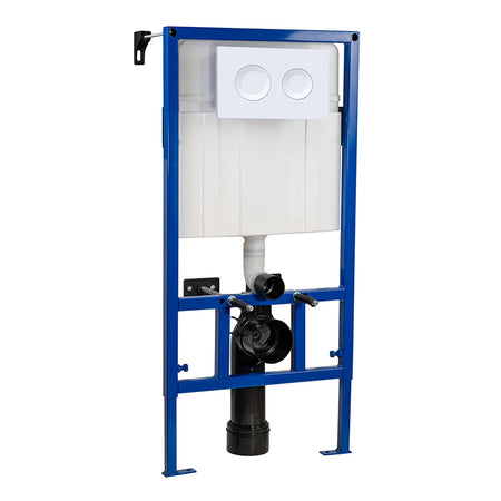 Nuie Dual Flush Concealed Toilet Cistern & Frame with Plate (1 size, 2 styles, White) - Brand New Bathrooms