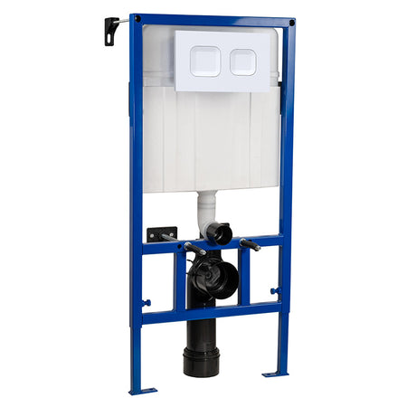Nuie Dual Flush Concealed Toilet Cistern & Frame with Plate (1 size, 2 styles, White) - Brand New Bathrooms