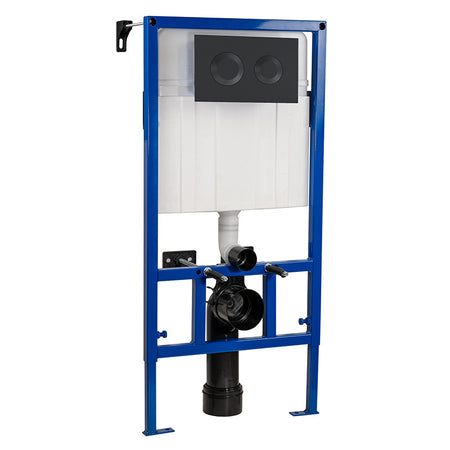 Nuie Dual Flush Concealed Toilet Cistern Frame with Plate (1 size, 2 styles, Black) - Brand New Bathrooms