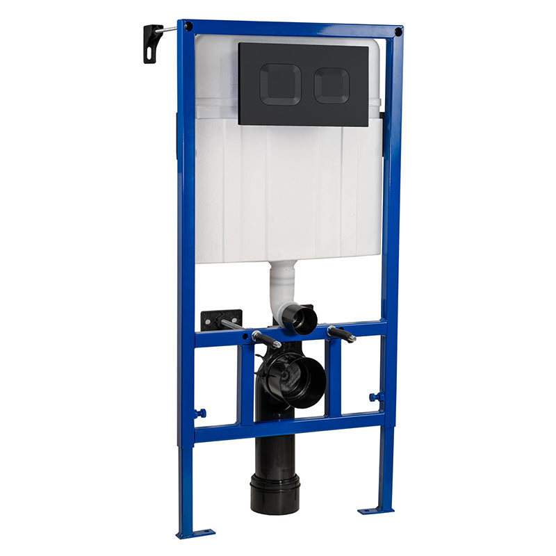 Nuie Dual Flush Concealed Toilet Cistern Frame with Plate (1 size, 2 styles, Black) - Brand New Bathrooms