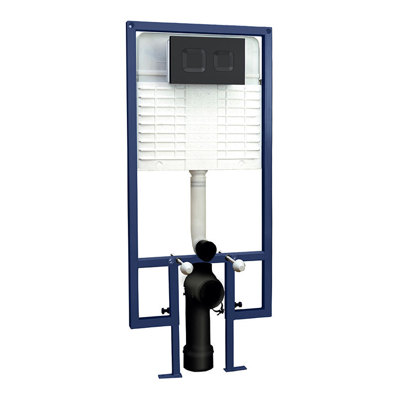 Nuie Dual Flush Concealed Toilet Cistern & Frame with Plate (1 size, 2 styles, Matt Black) - Brand New Bathrooms