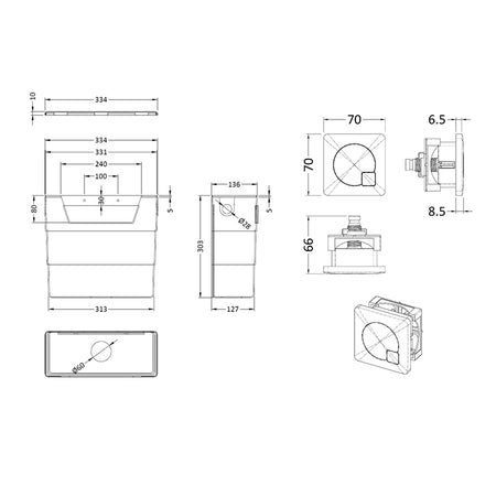 Nuie Universal Access Toilet Cistern & Square Toilet Flush Plate (1 size, 3 colours) - Brand New Bathrooms