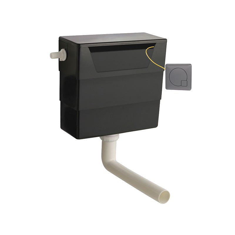 Nuie Ceramics Concealed Toilet Cistern & Square Push Button (1 size, Brushed Pewter) - Brand New Bathrooms