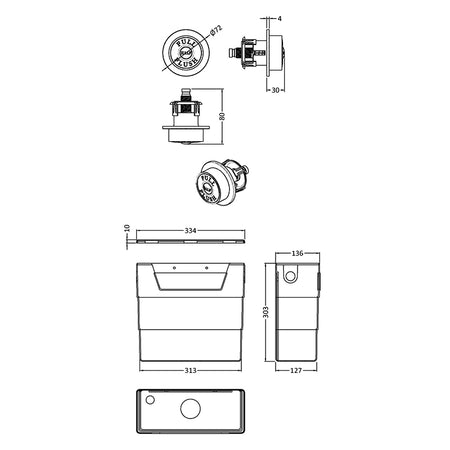Nuie Universal Access Toilet Cistern & Traditional Toilet Flush Plate (1 size, 3 colours) - Brand New Bathrooms