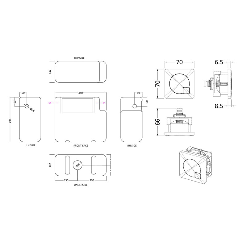 Nuie Universal Access Toilet Cistern & Chrome Square Flush Plate (1 size, 2 styles, Chrome) - Brand New Bathrooms