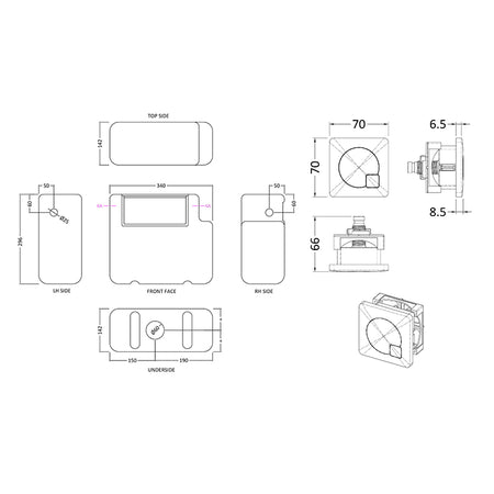 Nuie Universal Access Toilet Cistern & Chrome Square Flush Plate (1 size, 2 styles, Chrome) - Brand New Bathrooms